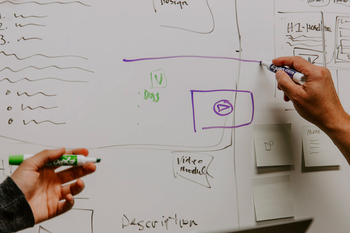 People writing on whiteboard